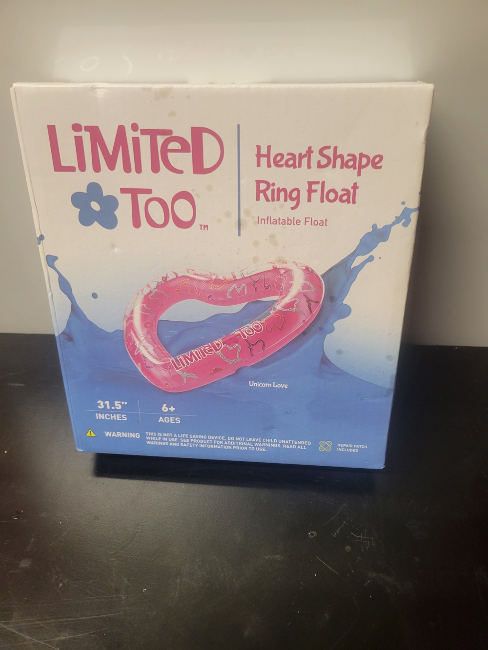 Limited Too Hot Pink Heart-Shaped Inflatable Ring Float 31.5 Inch